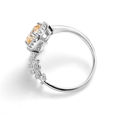 Feather Cushion Cut Champagne Moissanite Wrap Ring