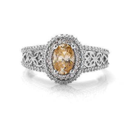 Oval Shape Moissanite Double-Band Ring