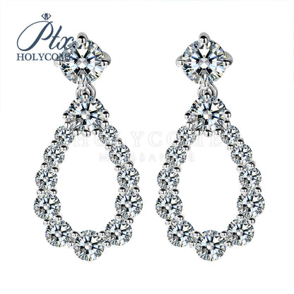 Round Moissanite Hoop Teardrop Earrings