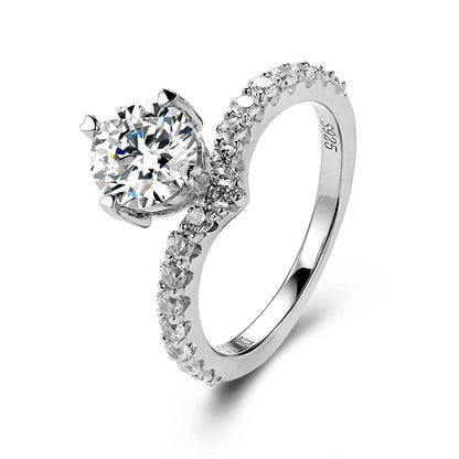 Round Shape Moissanite Wishbone Ring