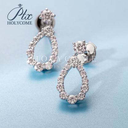 Round Moissanite Hoop Teardrop Earrings