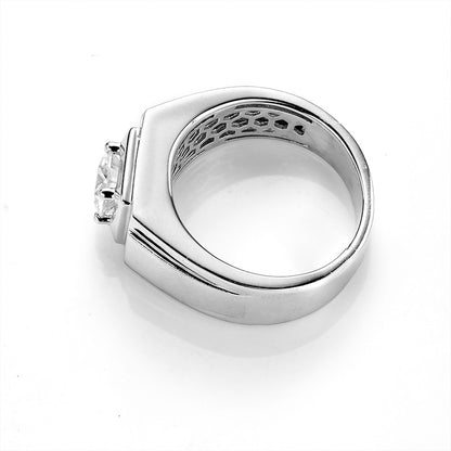 Sterling Silver Round Moissanite Ring for Men