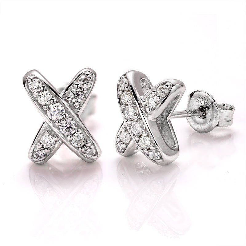 X Cross Moissanite Stud Earrings