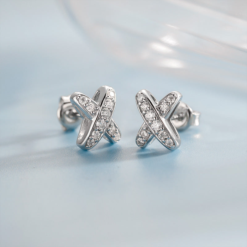 X Cross Moissanite Stud Earrings