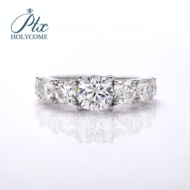 7-Stone Cushion Cut Moissanite Ring