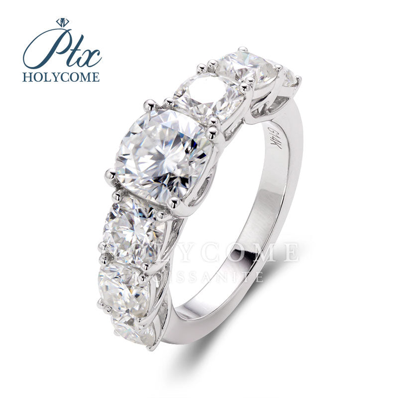 7-Stone Cushion Cut Moissanite Ring