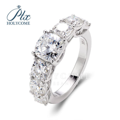 7-Stone Cushion Cut Moissanite Ring