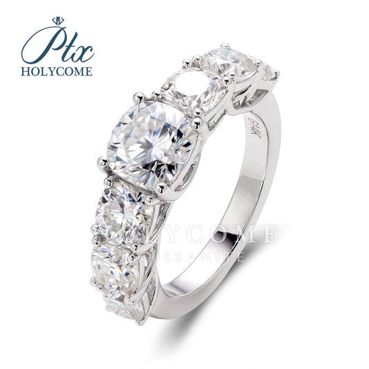 7-Stone Cushion Cut Moissanite Ring