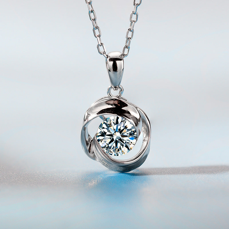 Floral Moissanite Inset Pendant Necklace