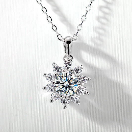 【 Daisy 】Round Cut 1CT Moissanite Sunflower Pendant Necklace