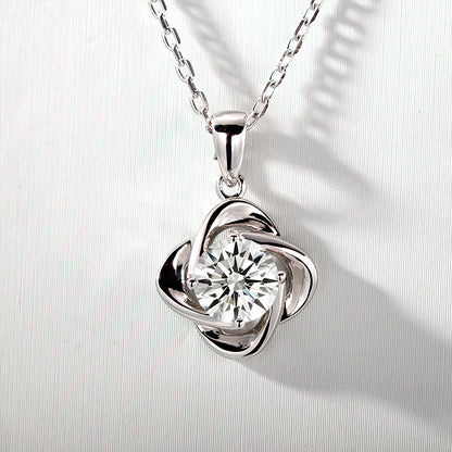 Floral Moissanite 4 Prongs Setting Pendant Necklace