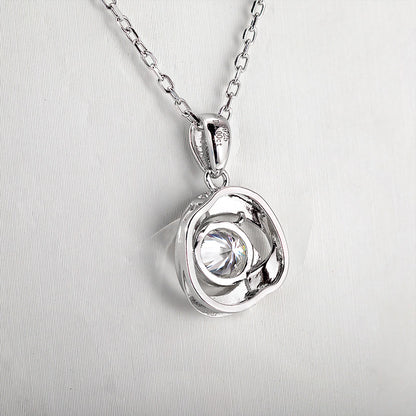 Floral Moissanite Inset Pendant Necklace