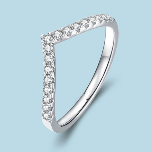 Round Moissanite Wishbone Stackable Band Ring