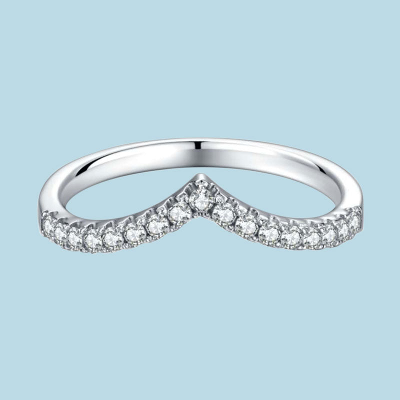 Round Moissanite Wishbone Stackable Band Ring