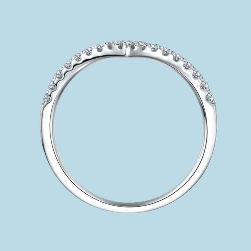 Round Moissanite Wishbone Stackable Band Ring