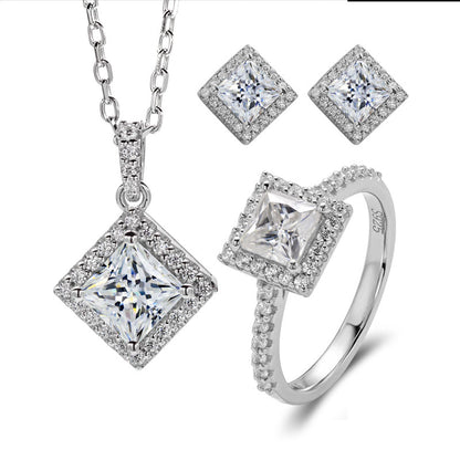 Princess Square Cut Moissanite Jewelry Set