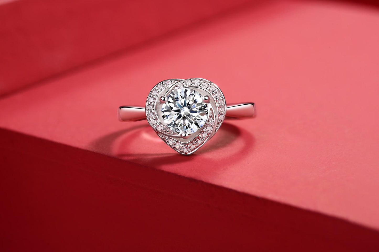 Round Cut 1CT Love Flower Bud Shape Adjustable Moissanite Wedding Ring