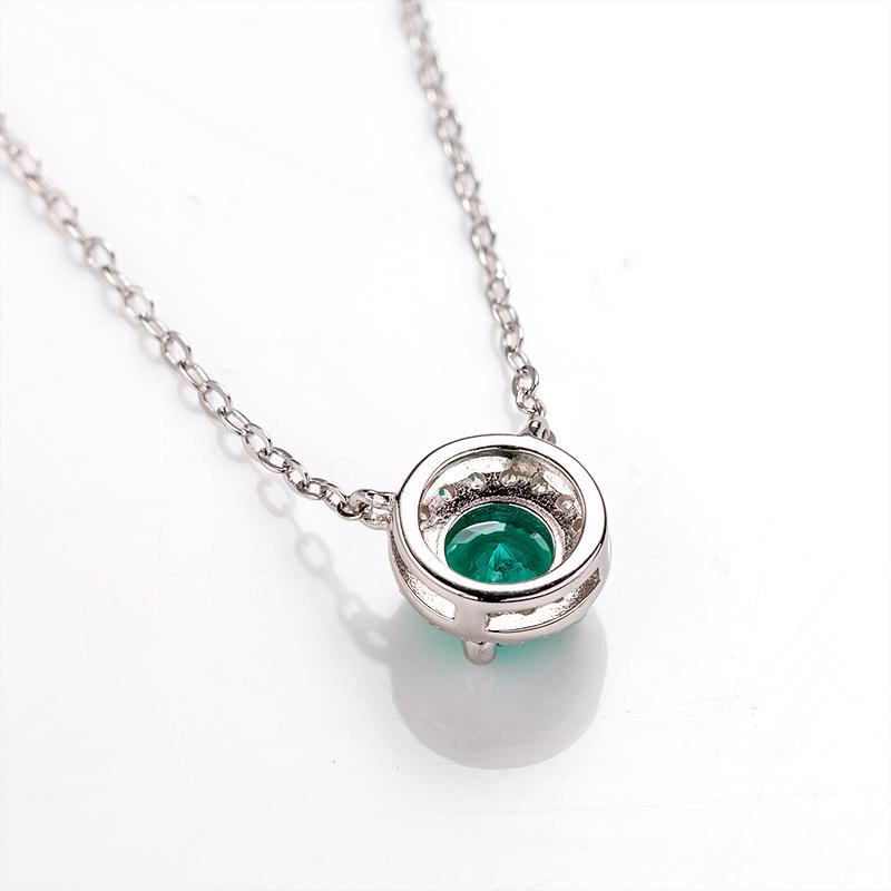 0.5CT Round Lab Created Emerald Halo Pendant Necklace