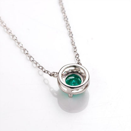 0.5CT Round Lab Created Emerald Halo Pendant Necklace