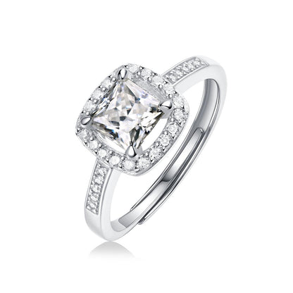 Princess Cut 1CT Halo Half Eternity Adjustable Moissanite Ring