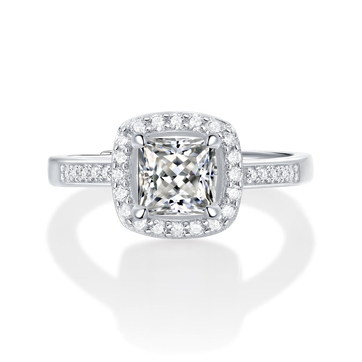 Princess Cut 1CT Halo Half Eternity Adjustable Moissanite Ring