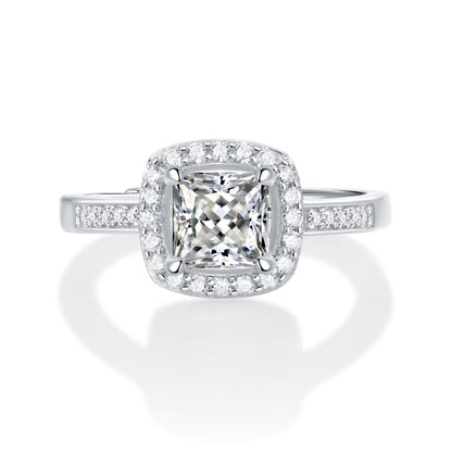 Princess Cut 1CT Halo Half Eternity Adjustable Moissanite Ring