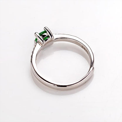 Adjustable 0.5CT Round Shape Lab Created Emerald Half Eternity Solitaire Ring