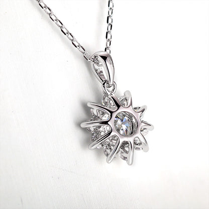 【 Daisy 】Round Cut 1CT Moissanite Sunflower Pendant Necklace